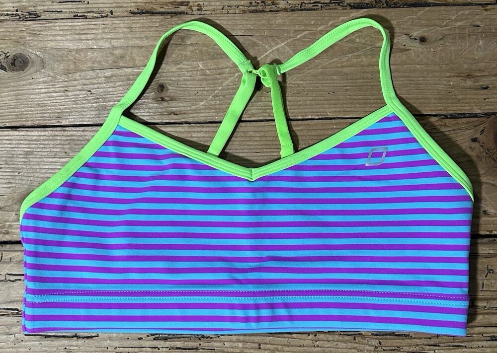 Lorna Jane Women’s Size M Neon Green/Blue/Purple Active Sports Bra - NWOT